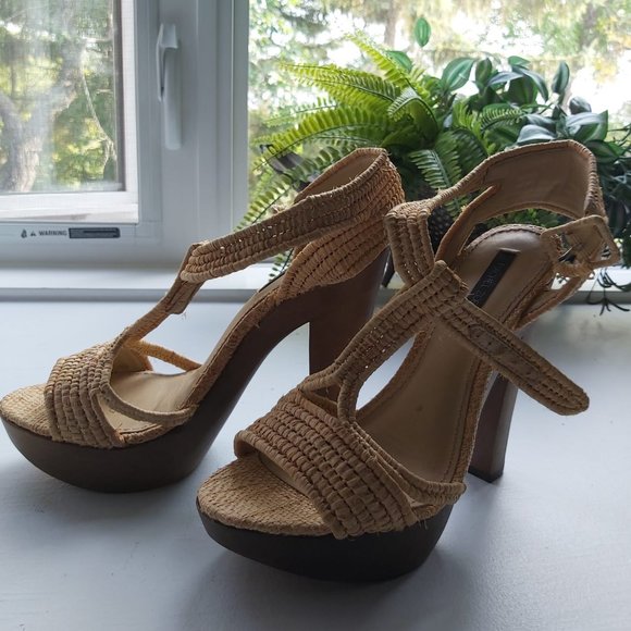 Rachel Zoe Heels Size 38 Ankle Strap cream open Toe - Picture 6 of 6